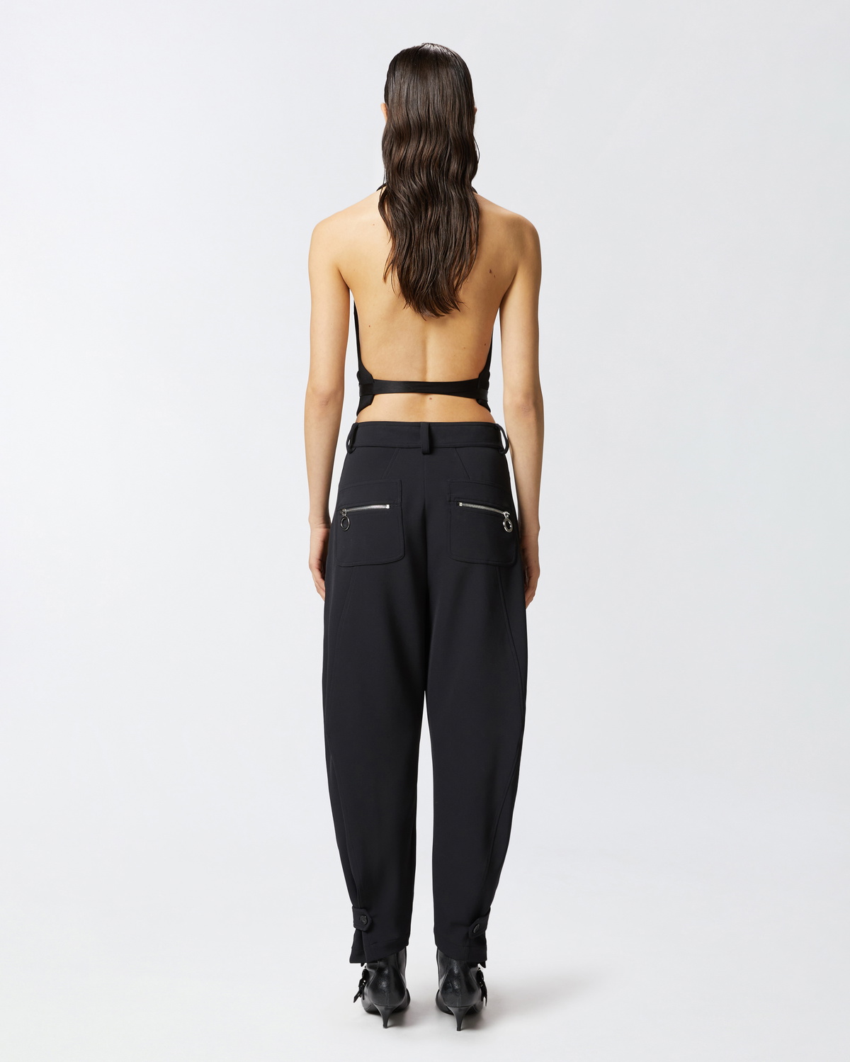 Pinko P Pants Trousers With Zip In Technical Crepe Limo Pinko P Pants Trousers With Zip In Technical Crepe Limo