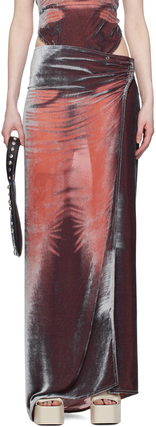 Masha Popova Red & Black Printed Maxi Skirt