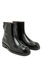 Lemaire Glossed Leather Ankle Boots Black