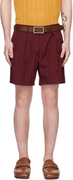 Dries Van Noten Burgundy Cinch Shorts