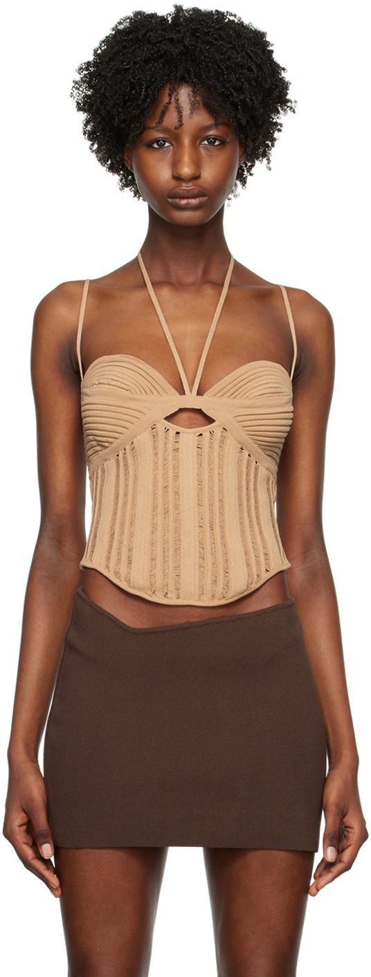 ANDREĀDAMO Beige Cutout Tank Top
