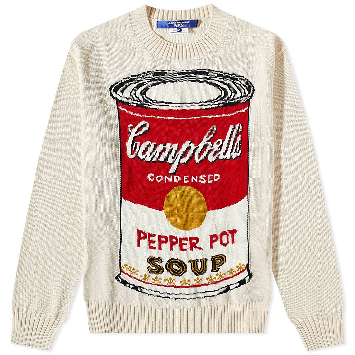 Photo: Junya Watanabe MAN x Warhol Campbell's Soup Crew Knit in Off White