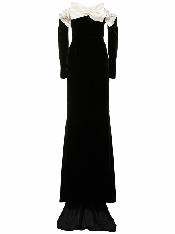 Photo: ALESSANDRA RICH Off-shoulder Velvet Maxi Dress