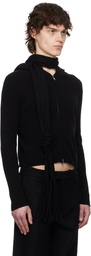AARON ESH Black Knitted Scarf & Hoodie Set