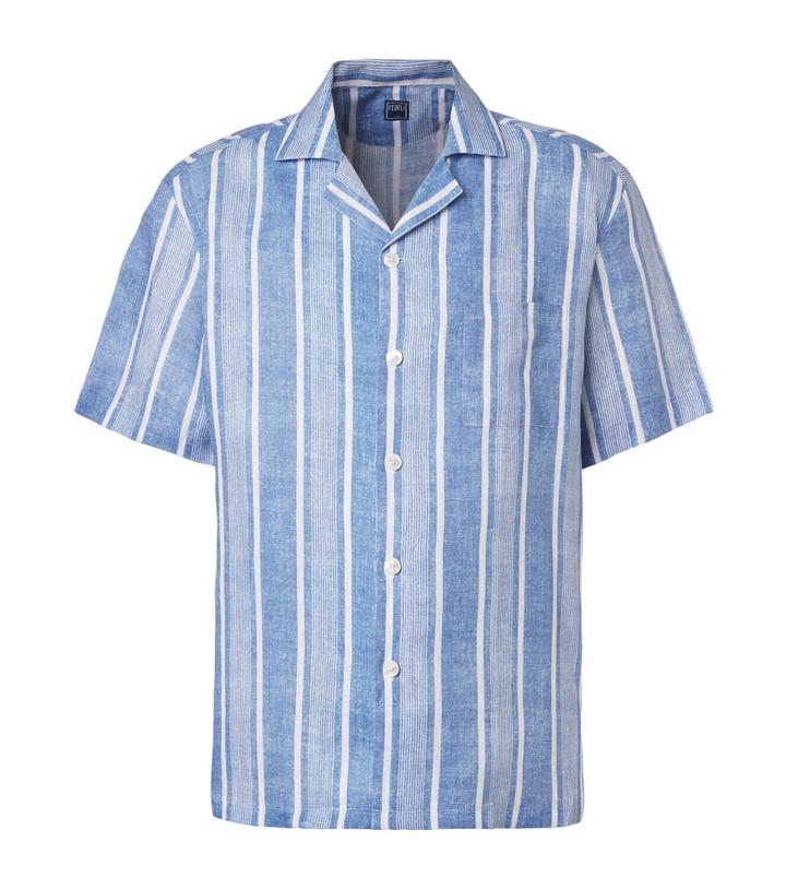 Photo: Fedeli Striped linen bowling shirt