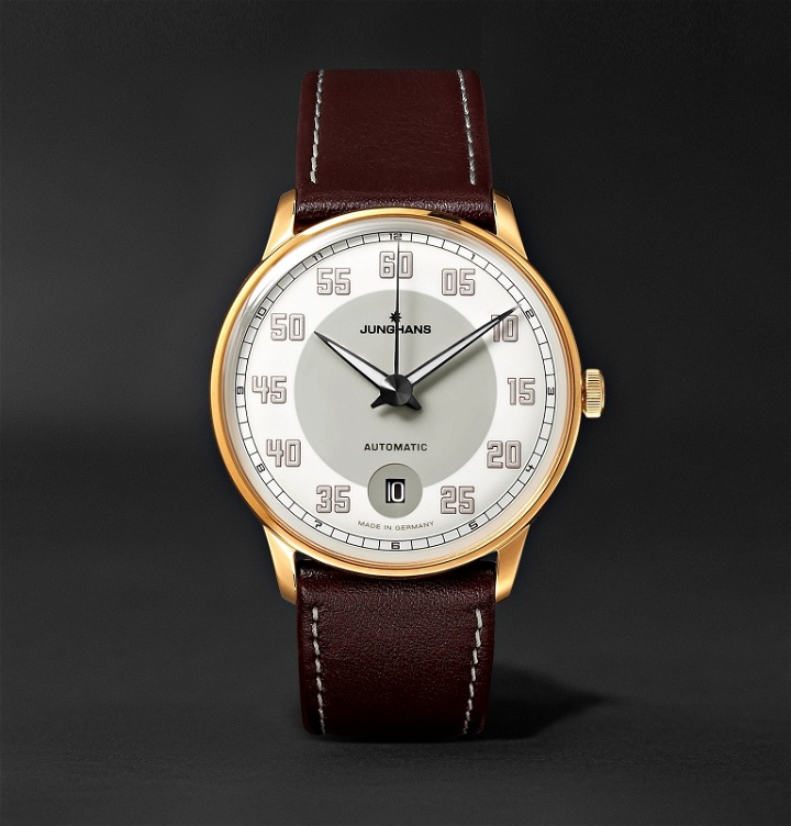 Photo: Junghans - Meister Driver Automatic 38mm Gold-Tone Stainless Steel and Leather Watch, Ref. No. 027/7710.00 - White