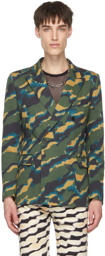 Dries Van Noten Green & Yellow Graphic Blazer