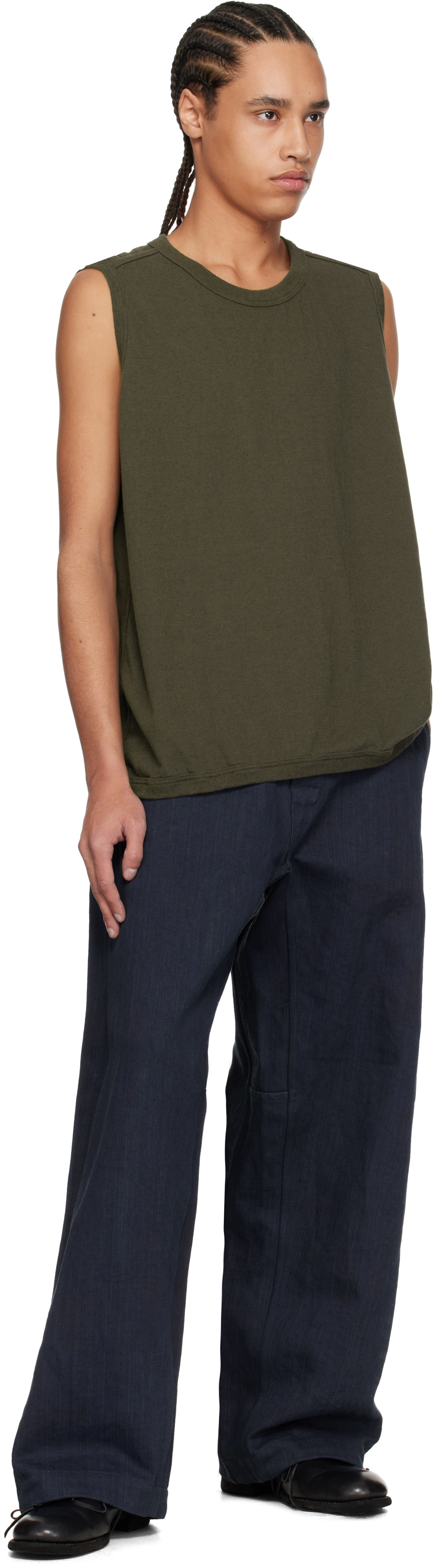 Jan-Jan Van Essche Khaki O-Project Cotton Hemp Jersey Tank Top