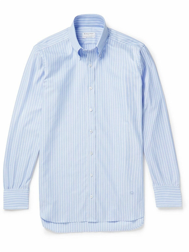 Photo: Kingsman - Button-Down Collar Striped Cotton Oxford Shirt - Blue