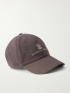 Brunello Cucinelli - Logo-Embroidered Leather-Trimmed Cotton-Twill Baseball Cap - Brown