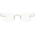 Thom Browne Gold Titanium Rectangular Rimless Glasses