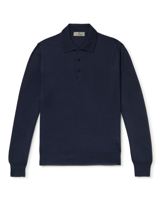 Photo: Canali - Slim-Fit Merino Wool Polo Shirt - Blue
