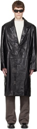 Entire Studios Black Single Breasted Leather Coat