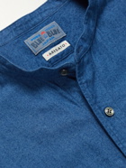 Blue Blue Japan - Grandad-Collar Checked Panelled Cotton-Flannel Shirt - Blue