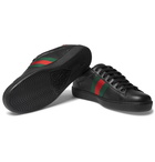 Gucci - Ace Snake-Trimmed Leather Sneakers - Men - Black