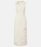 Erdem Floral-appliqué denim midi dress
