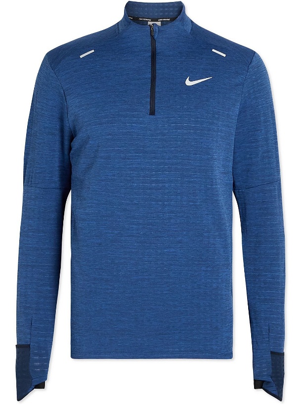 Photo: Nike Running - Repel Fleece-Trimmed Therma-FIT Half-Zip Running Top - Blue