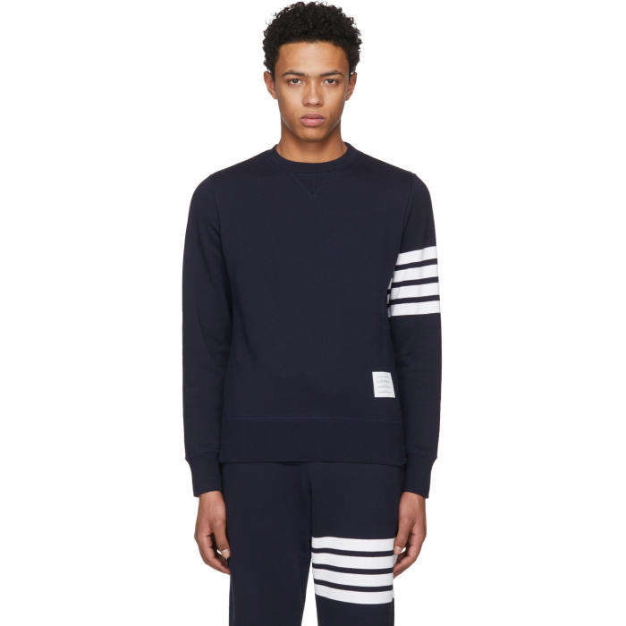 Photo: Thom Browne Navy Classic Four Bar Sweatshirt 