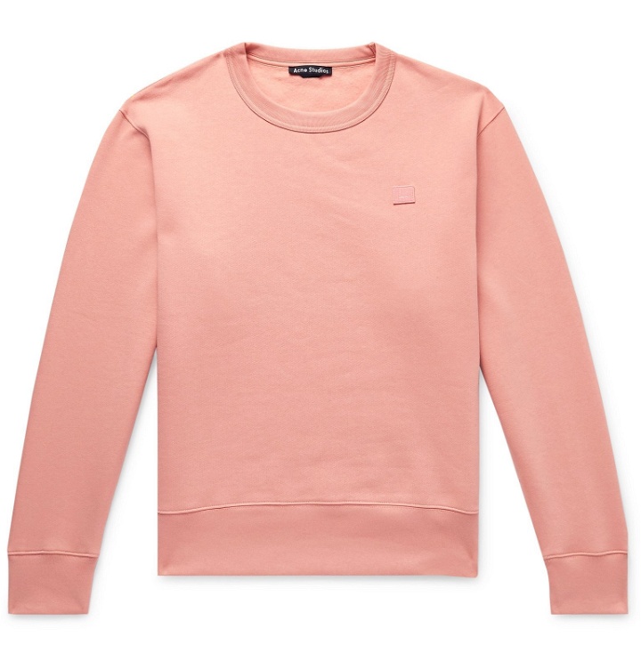 Photo: Acne Studios - Fairview Logo-Appliquéd Fleece-Back Cotton-Jersey Sweatshirt - Pink