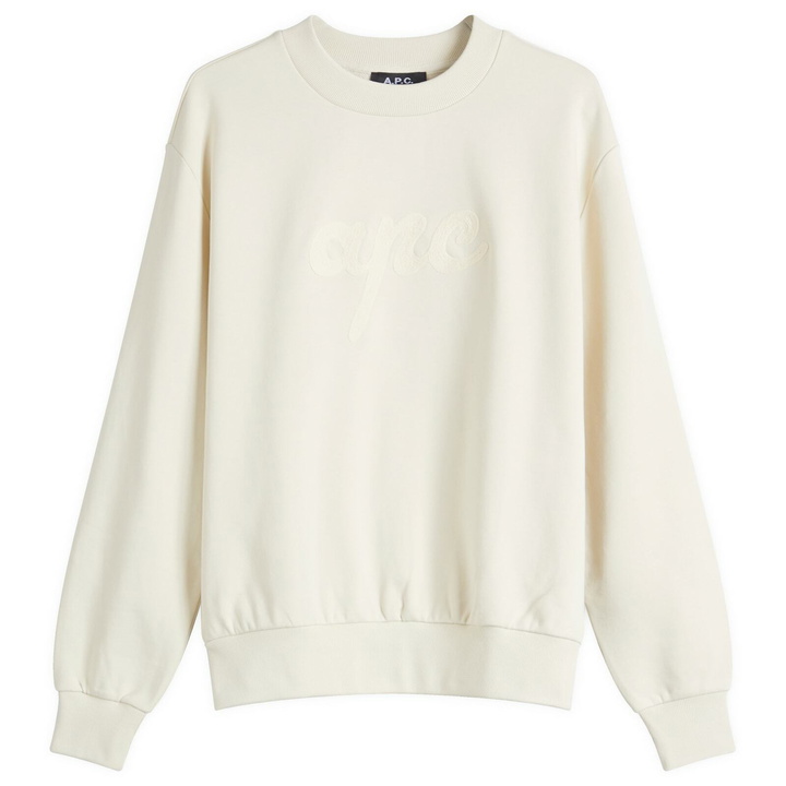 Photo: A.P.C. Women's Ethan Logo Sweatshirt in Mastic
