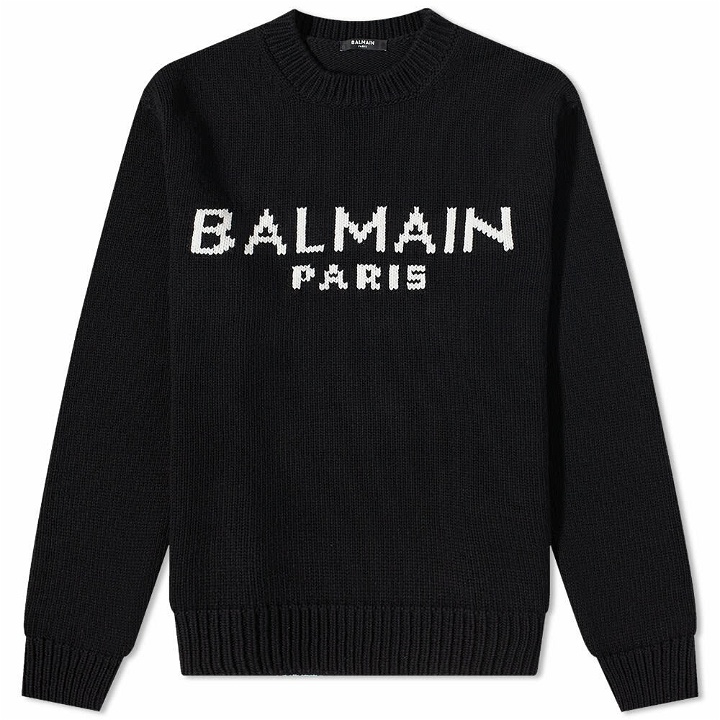 Photo: Balmain Men's Paris Crew Knit in Black/White