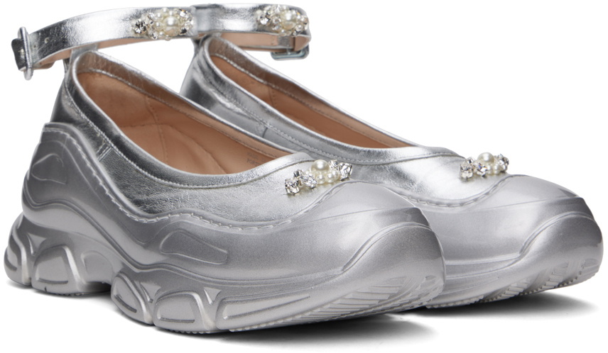 Simone Rocha Silver Low Trek Mary Jane Ballerina Flats