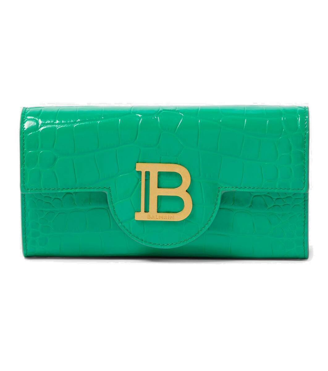 Balmain B-Buzz croc-effect leather wallet on a chain Balmain