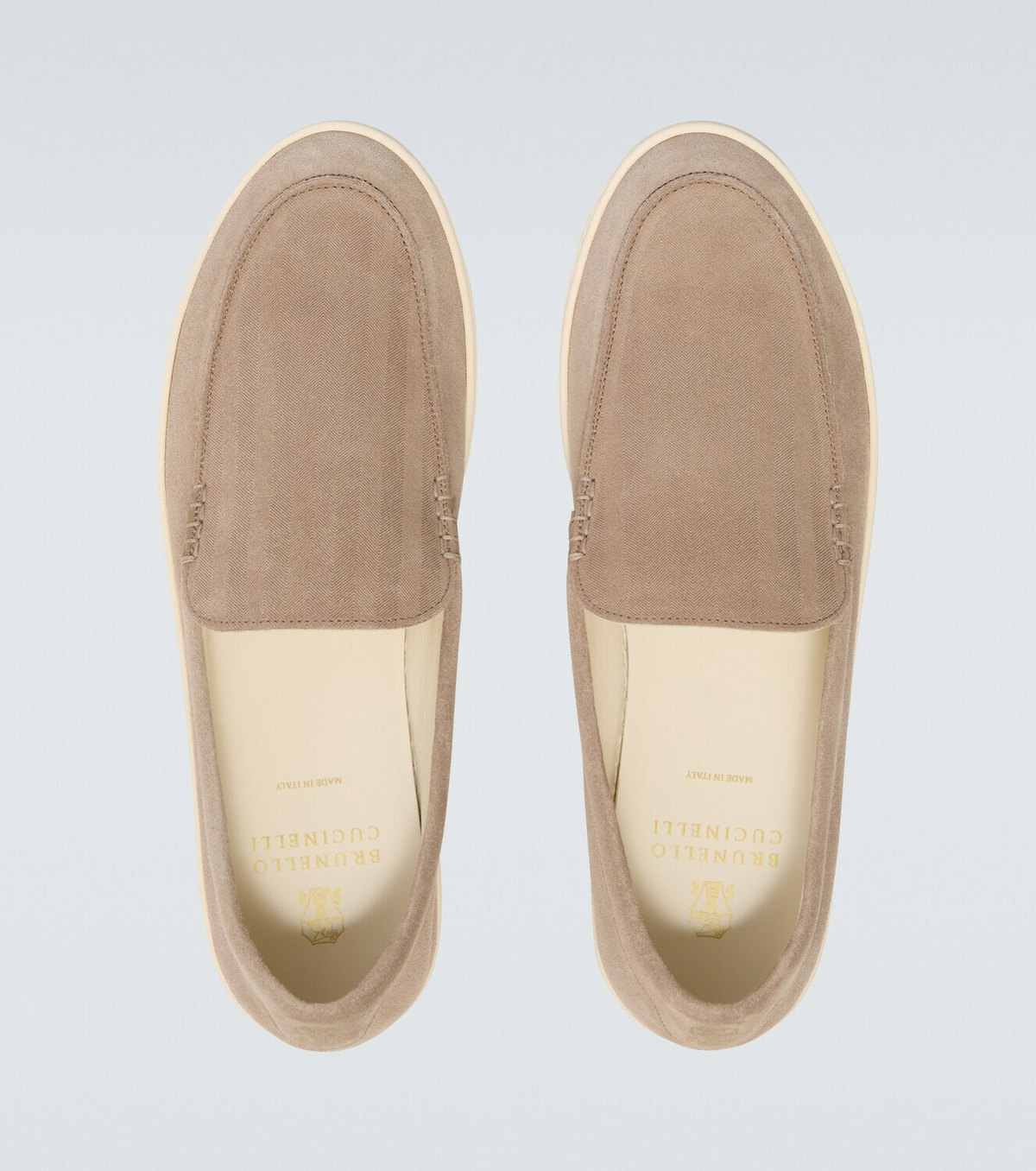 Brunello Cucinelli Chevron suede slip-on shoes