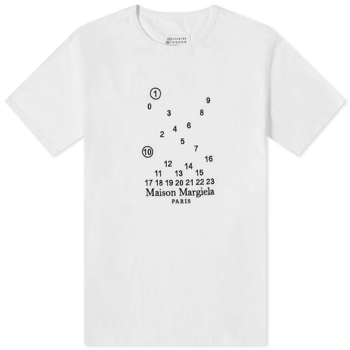 Photo: Maison Margiela Men's Embroidered Numbers Logo T-Shirt in White