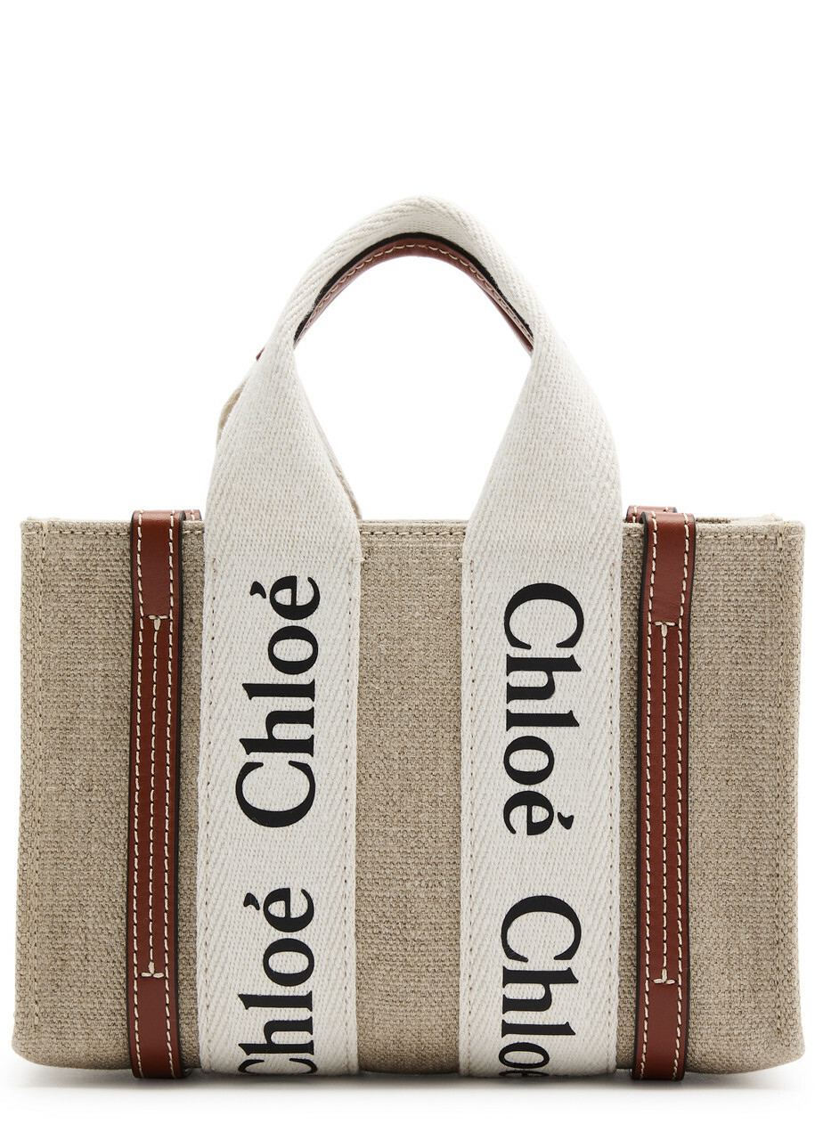 Chloe Woody Mini Canvas Tote - White - One Size