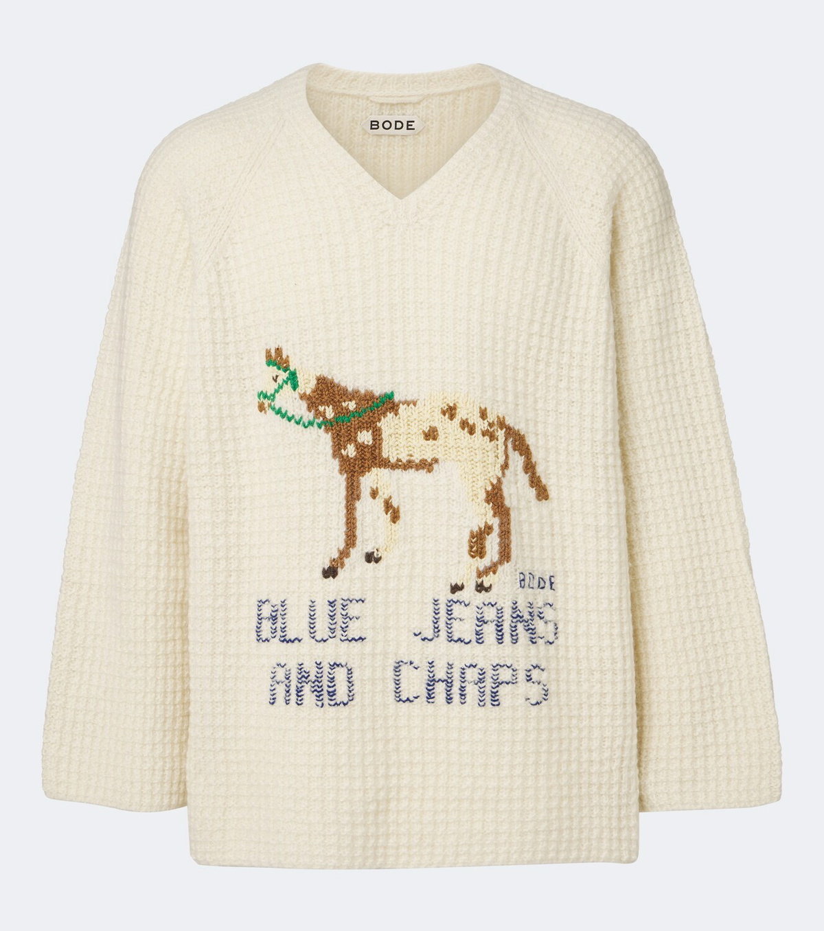 Bode Show waffle-knit intarsia wool sweater