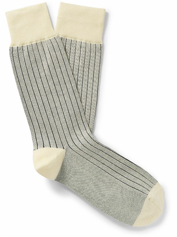 Photo: Paul Smith - Two-Tone Ribbed Cotton-Blend Socks