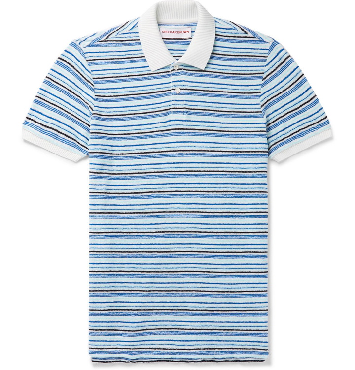 Photo: ORLEBAR BROWN - Jarrett Striped Cotton-Terry Polo Shirt - Blue