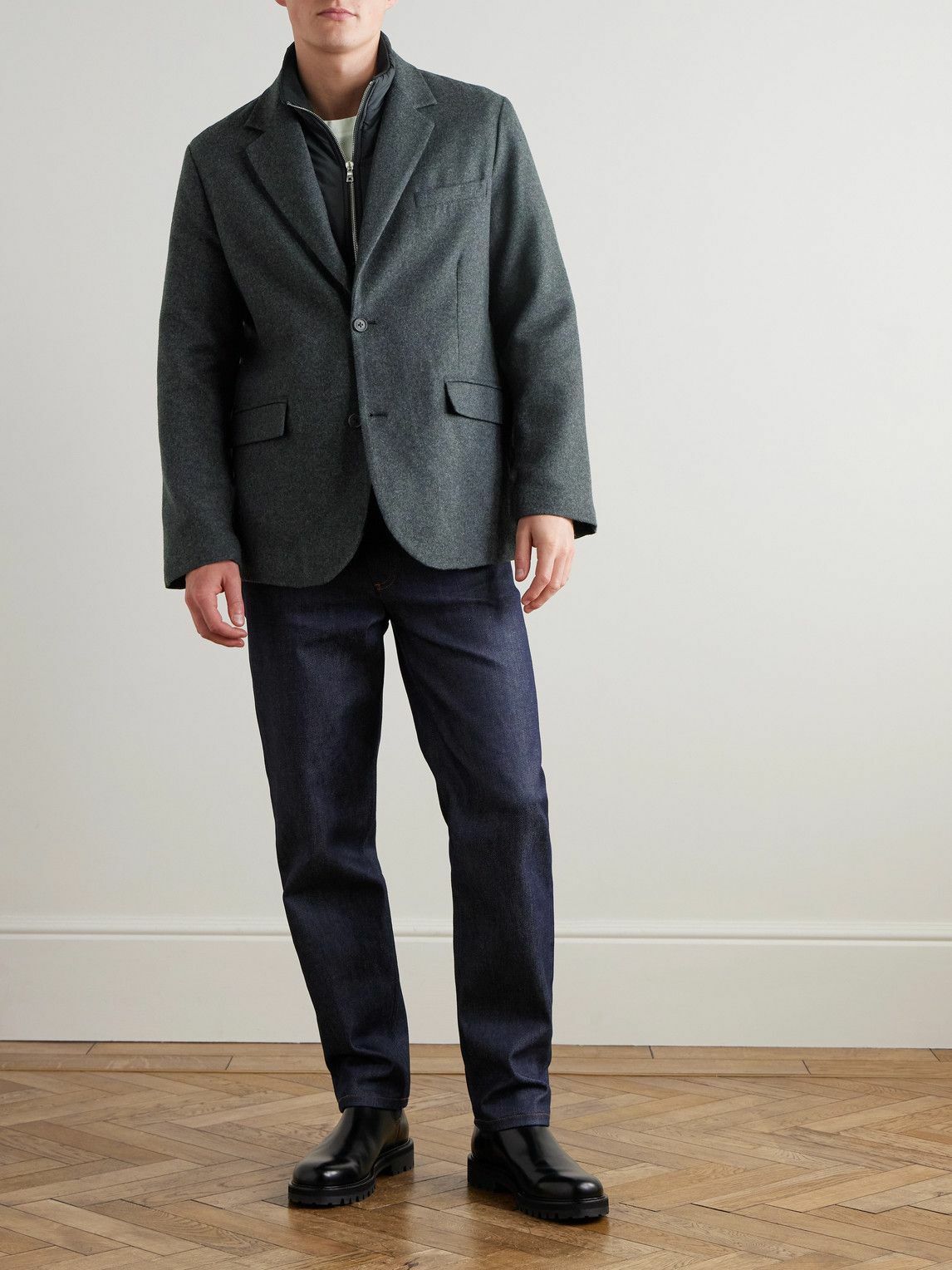 Mr P. - Shell-Trimmed Flannel Blazer - Black