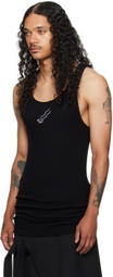 LU'U DAN Black Embroidered-Logo Tank Top