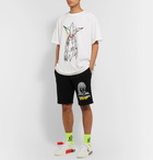 Off-White - Logo-Print Embroidered Loopback Cotton-Jersey Shorts - Black