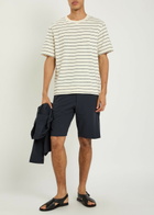 NN07 Pedro Striped-knit Cotton T-shirt Navy