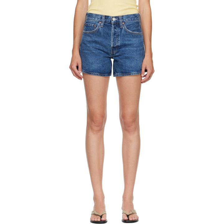 Photo: AGOLDE Blue Parker Long Denim Shorts