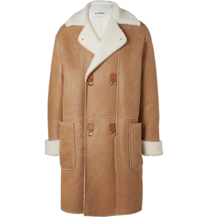 Photo: Loewe - Double-Breasted Shearling Coat - Brown