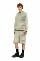 Diesel Hoodie in textured cotton mesh - Sweaters Mens in Beige