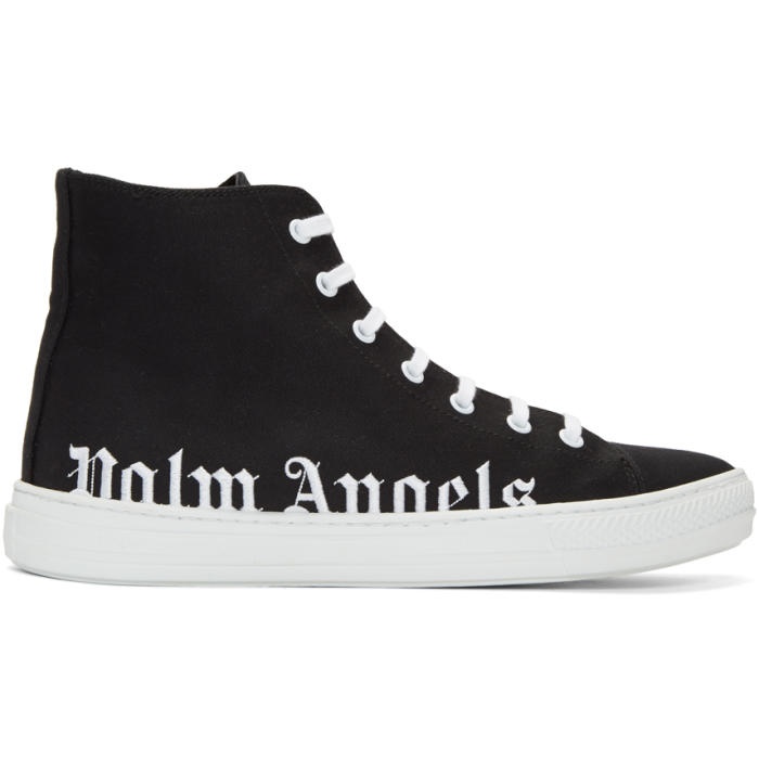 Photo: Palm Angels Black Logo High-Top Sneakers