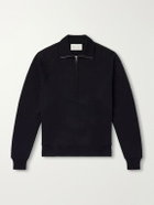 AMI PARIS - Logo-Embroidered Cotton-Jersey Half-Zip Sweatshirt - Black