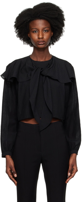 Photo: Recto Black Shoulder Scarf Blouse