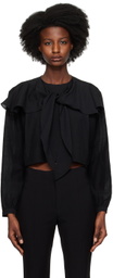 Recto Black Shoulder Scarf Blouse