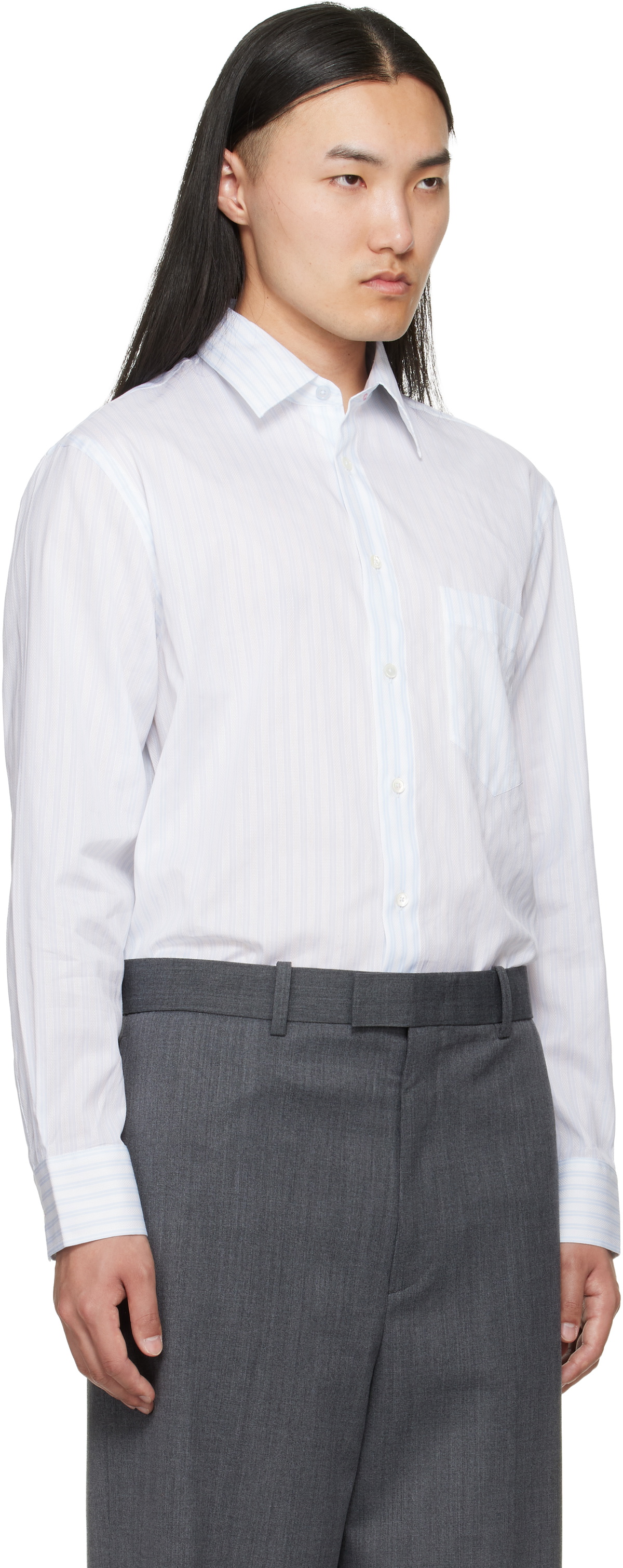 Paul Smith Blue & White Textured Stripe Shirt
