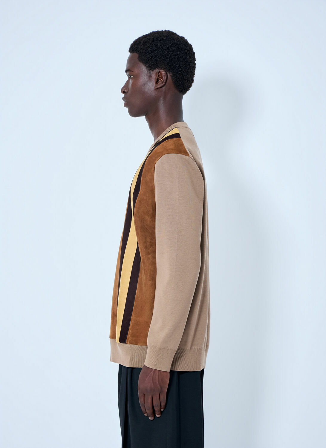 Miu Miu V-neck Sweater with Contrast Stripes