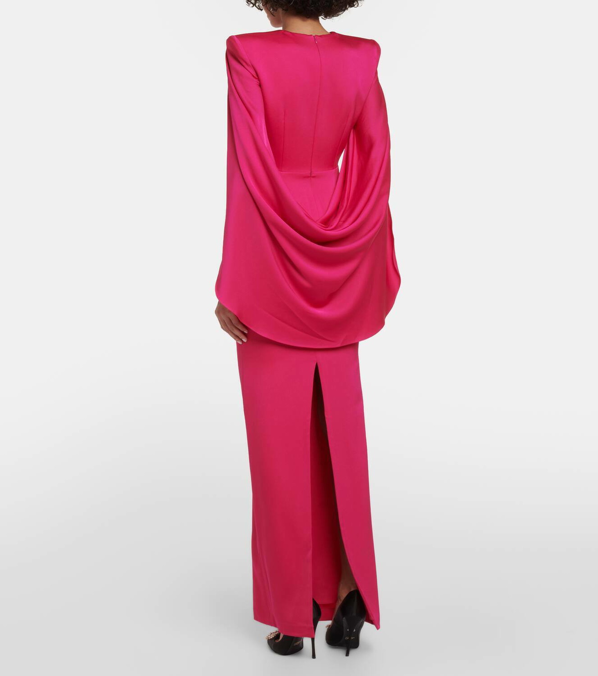 Alex Perry Caped satin crêpe gown
