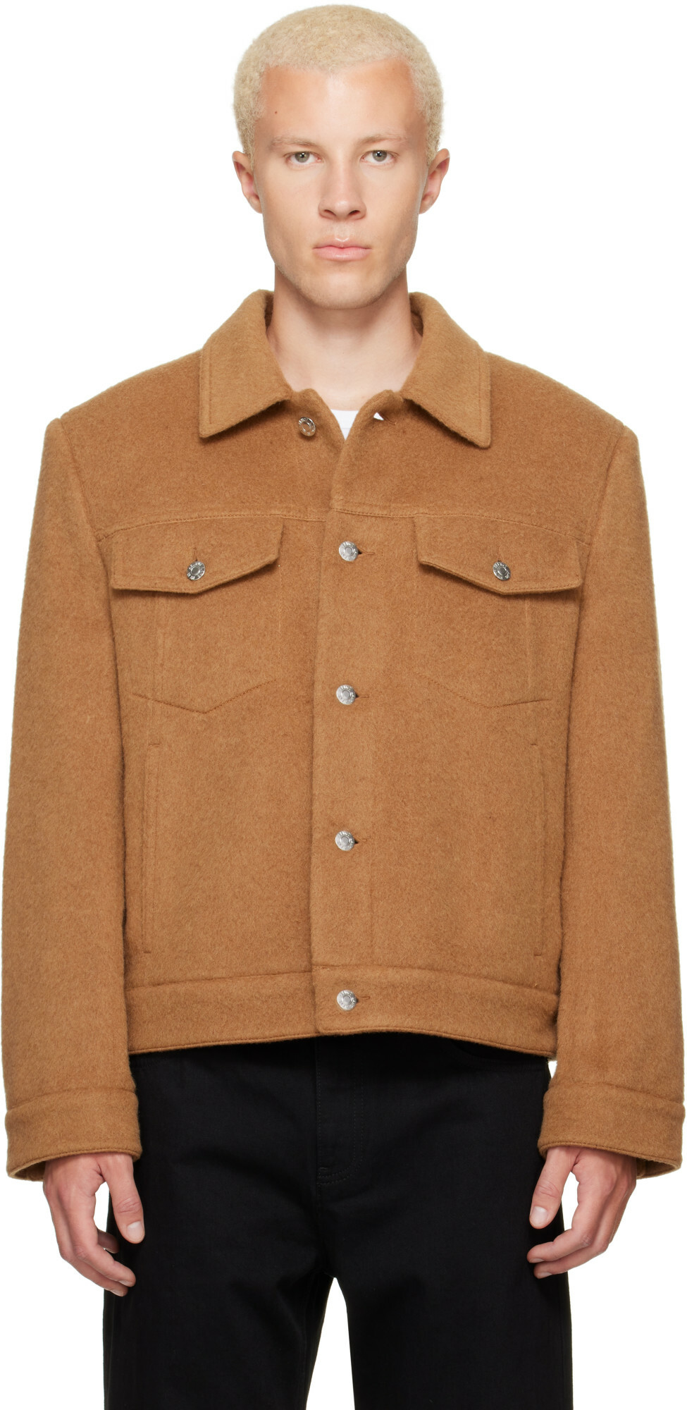 Helmut Lang Tan Wool Trucker Jacket
