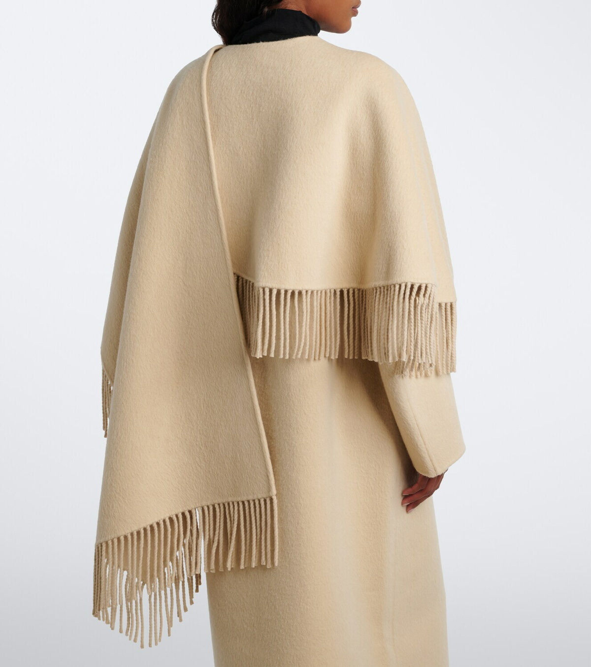 Róhe Fringed caped alpaca and wool coat
