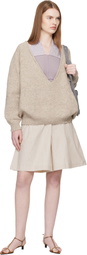Baserange Beige Soar V Neck Sweater